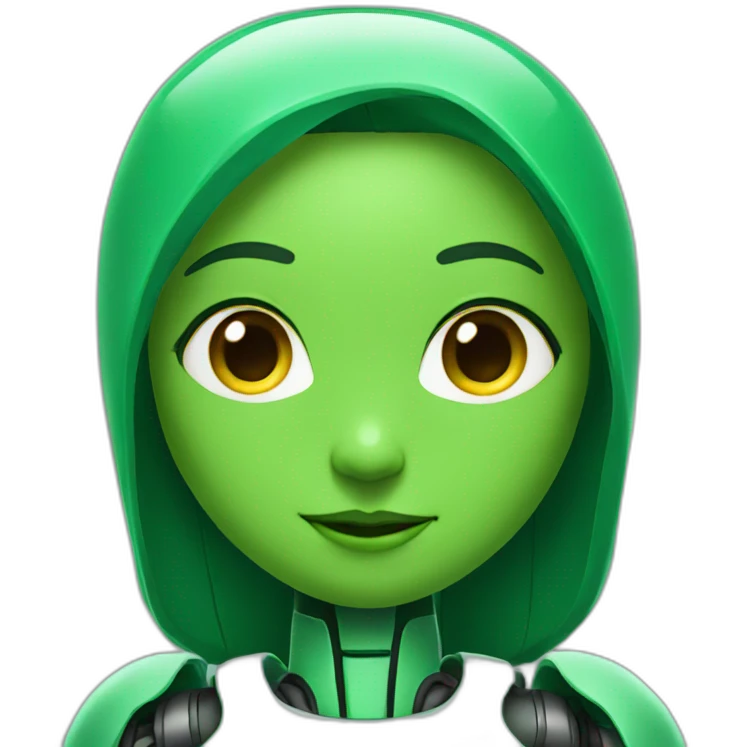 a green robot girl emoji
