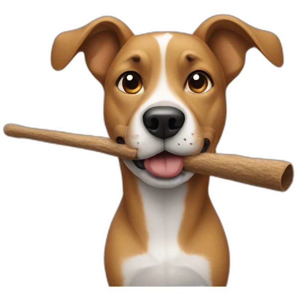 Dog with a stick in his mouth emoji