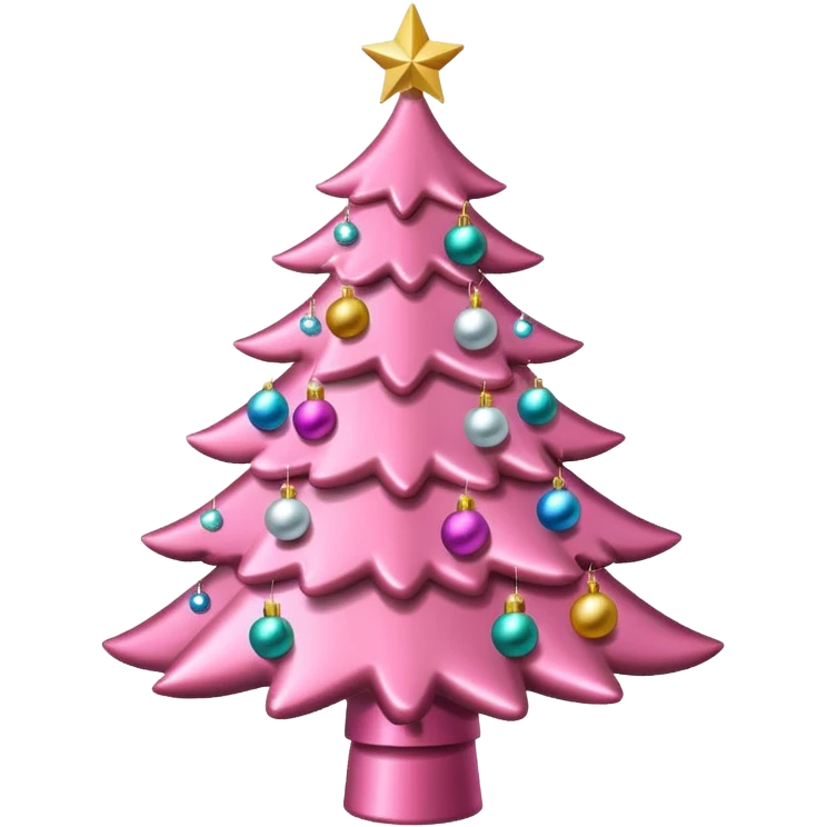 pink christmas tree with pretty ornaments emoji