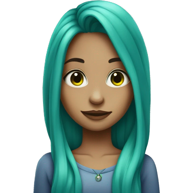 Girl with long blue and green hair and a nose piercing emoji