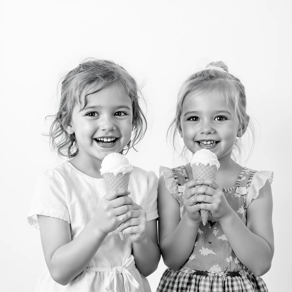 happy children with melting ice cream cones emoji
