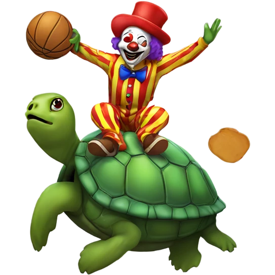 Clown dunking on a turtle emoji