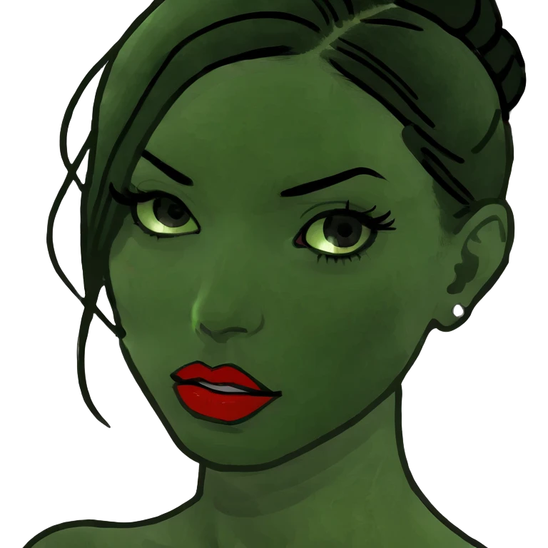 A girl with black hair red lips and eyelashes emoji