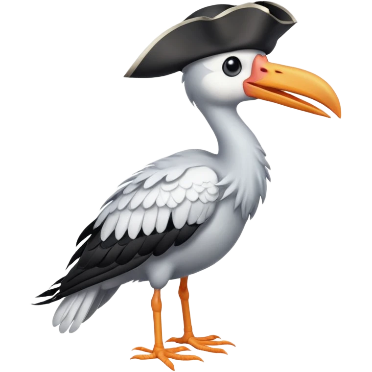 Птица аист  в пиратской шляпе emoji