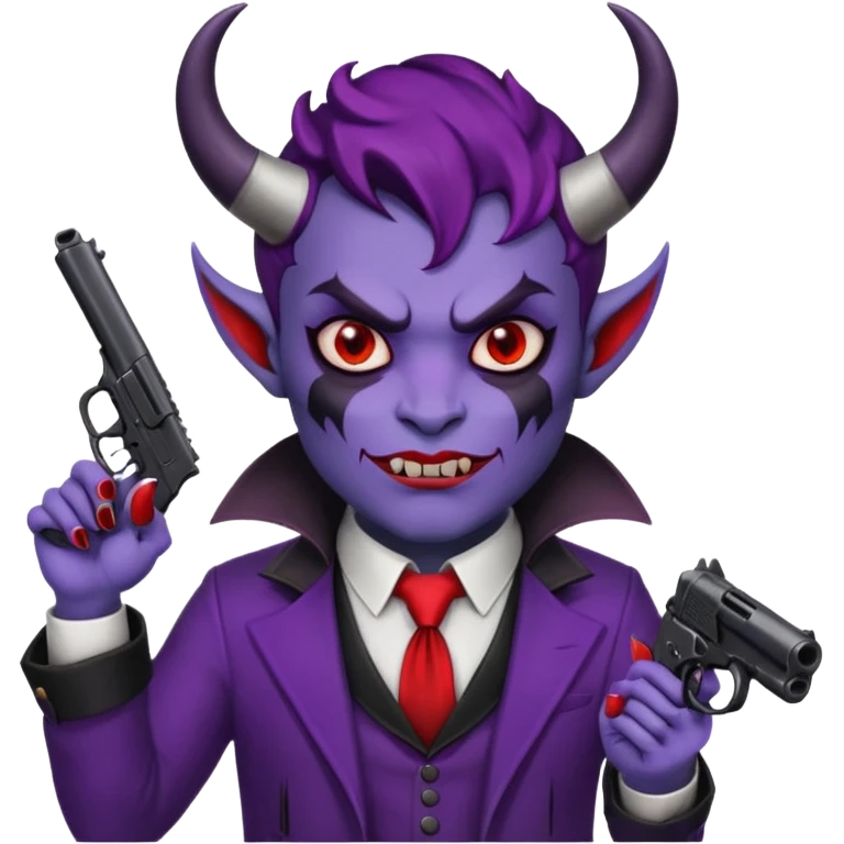 Cara redonda Diablo morado garrando dos pistolas  emoji