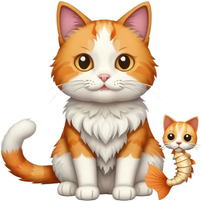 cat full body sitting with fish bones in mouth emoji
