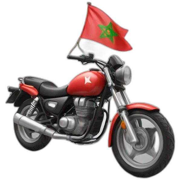 une moto avec le drapeau du Maroc derrière emoji
