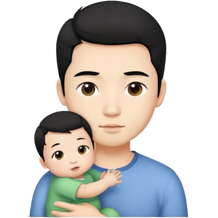 Make a man with a baby face and asian features, with white skin and black hair emoji