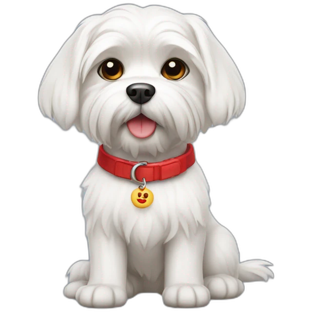 Maltese dog with red collar emoji