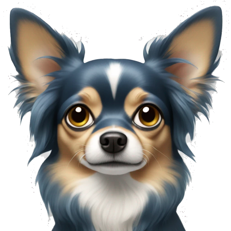 solid blue long-haired chihuahua face emoji