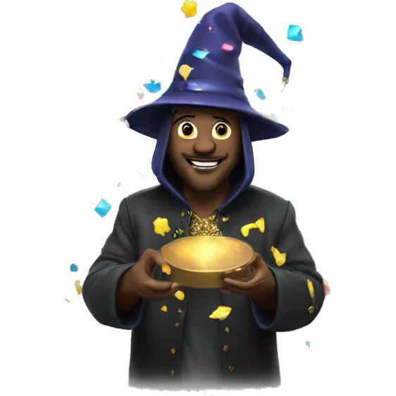 Wizard DJing with confetti falling around him emoji