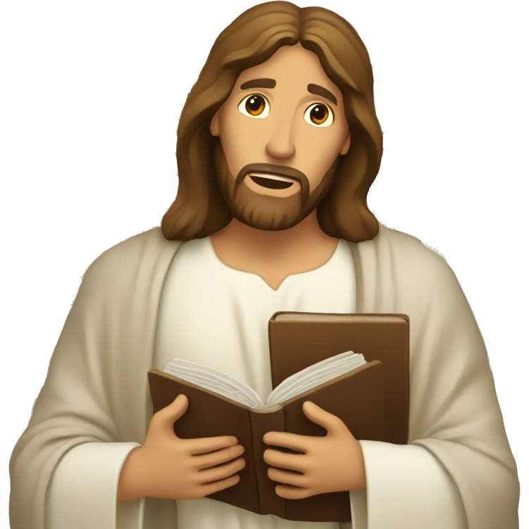 Jesus Christ holding an open Bible emoji