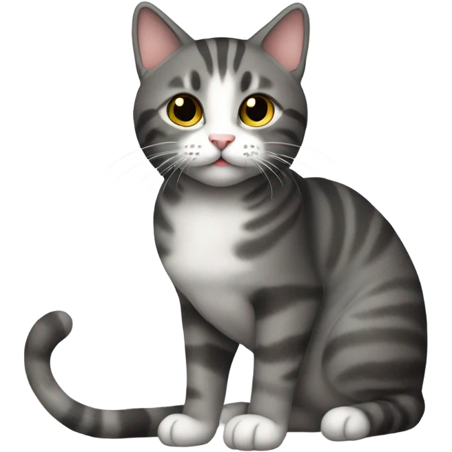 Dark (grey) tabby cat with white belly  emoji