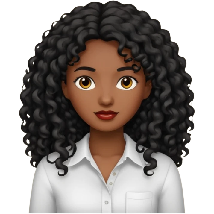 Mujer morena pelo negro rizado largo emoji