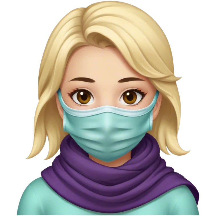 girl with scarf and mask emoji