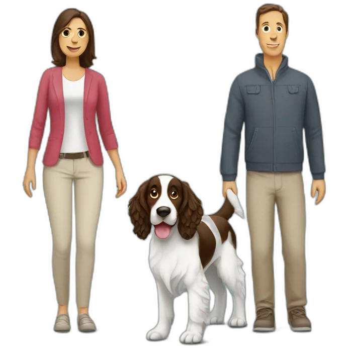 Springer spaniel with woman and man parents emoji