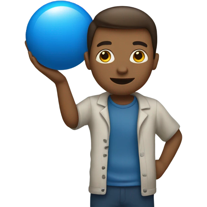 holding a blue ball emoji
