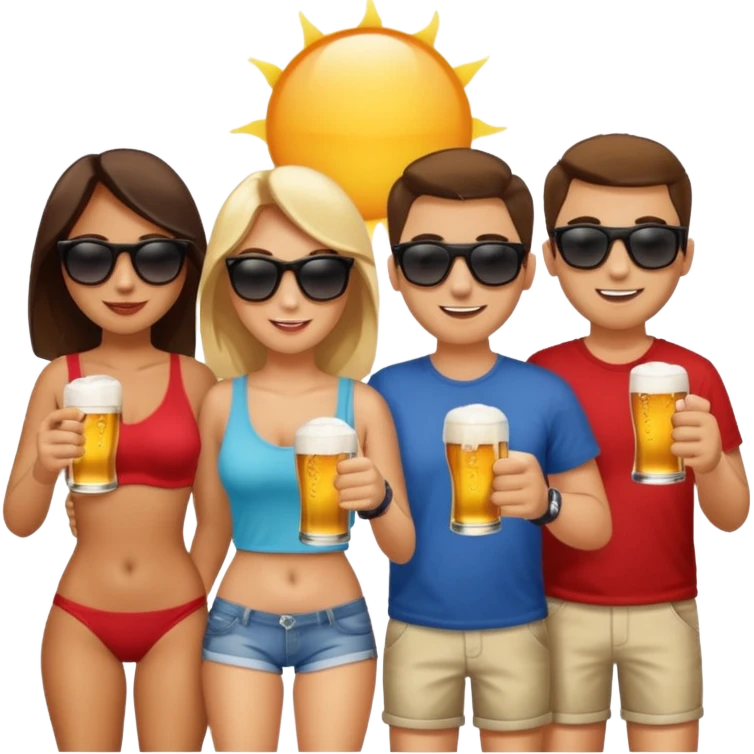 Beach, beer, friends emoji