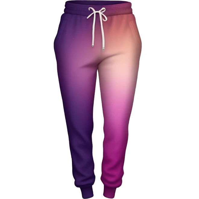 Realistic pair of dark purple to rose gold ombre PINK jogger sweat pants isolated.  emoji