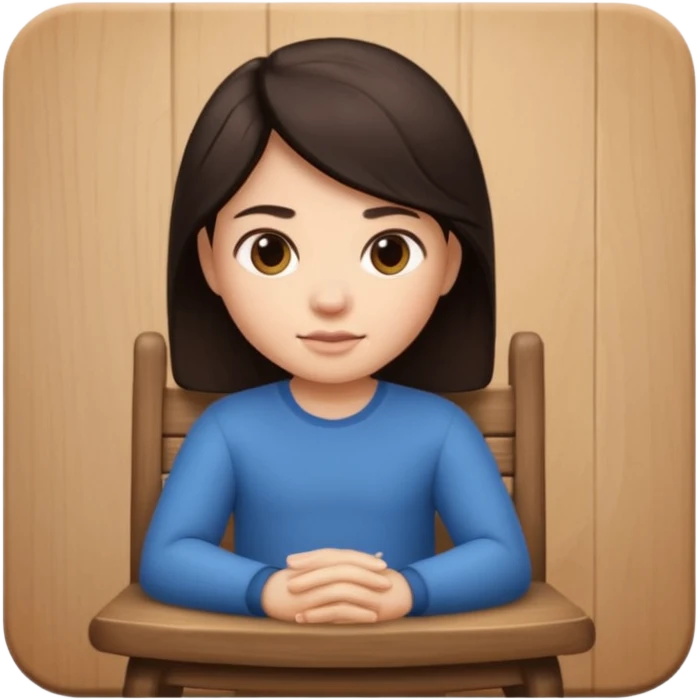 Memoji sitting on a chair from behind (pnly hair and back of the chair shown) focusing  emoji