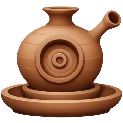Pottery, clay sculpture, pottery wheel, earthy tones, simple design, minimalistic, on a white background, no extra details emoji