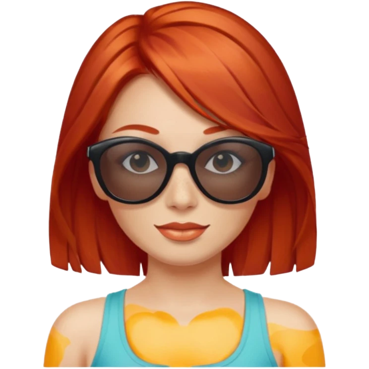 
female red haired suncream and sunglasses emoji