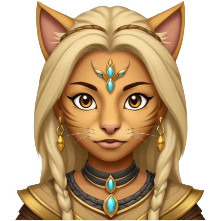ESO female khajiit warrior with lashes and earrings emoji