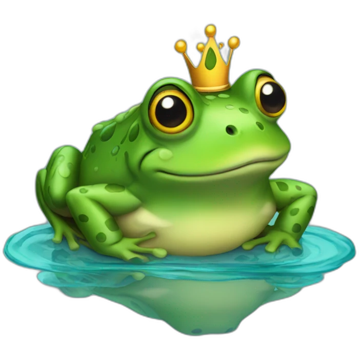 Queen frog in water emoji