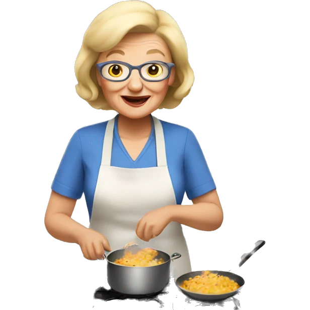 grandma with sort blonde hair cooking emoji