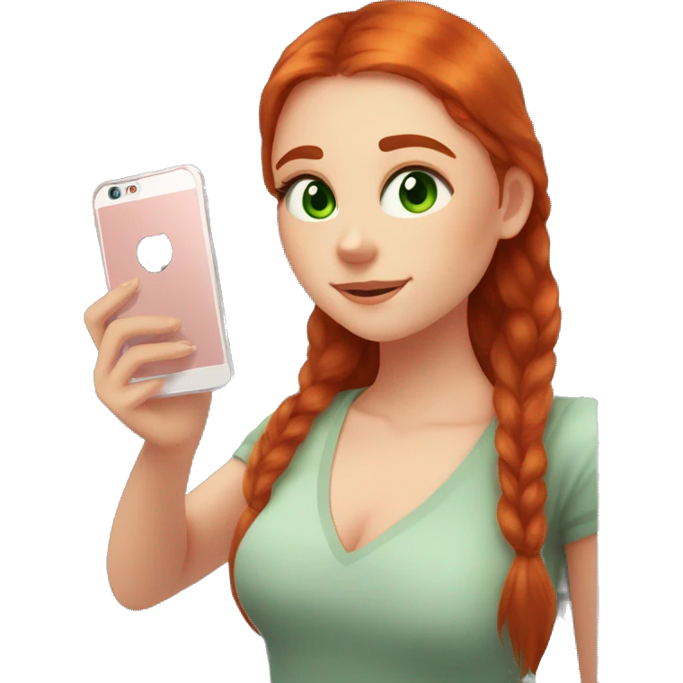 a woman taking a selfie in front of a mirror, a picture, tachisme, she is about 1 6 years old, red hair and large green eyes, discord profile picture, ekaterina emoji