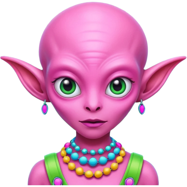 alien living in desert, pink colorful, accessories, just face  emoji