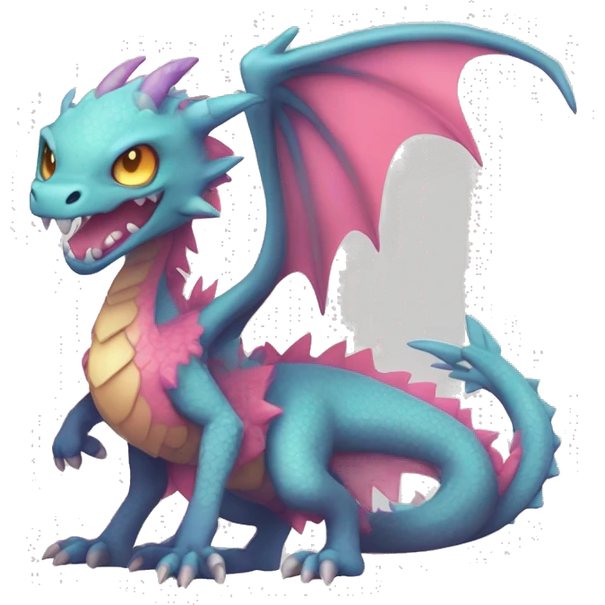 Kawaii Edgy Bright Ethereal Fururistic Fantasy Dragon Pokémon Fakemon full body emoji