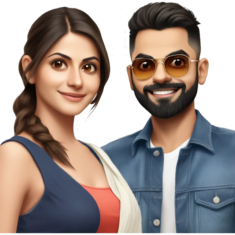 Virat Kohli and Anushka Sharma causal look emoji