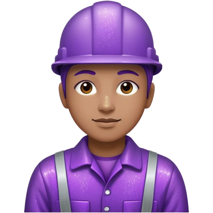 industrial worker wearing glitter purple glittery clothes emoji