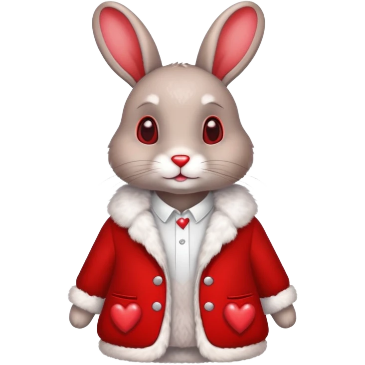un conejo de ropa de corazones  rojos emoji