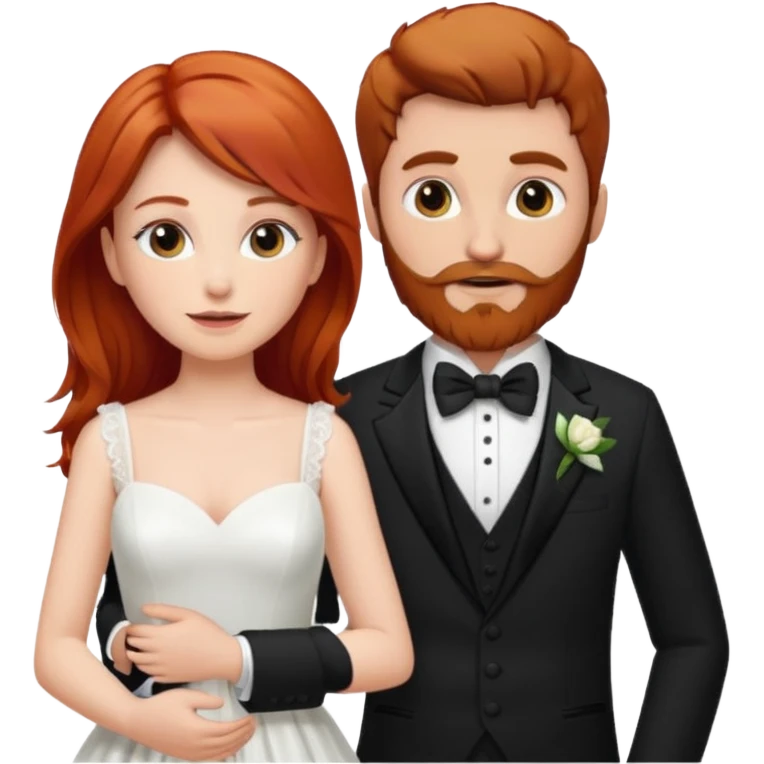 Red hair bride and brown hair groom with beard emoji