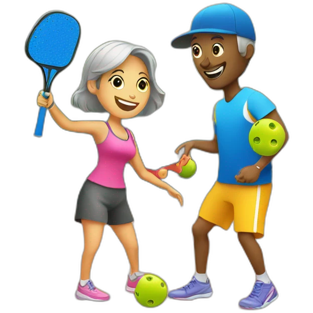 Couple playing pickleball having fun emoji