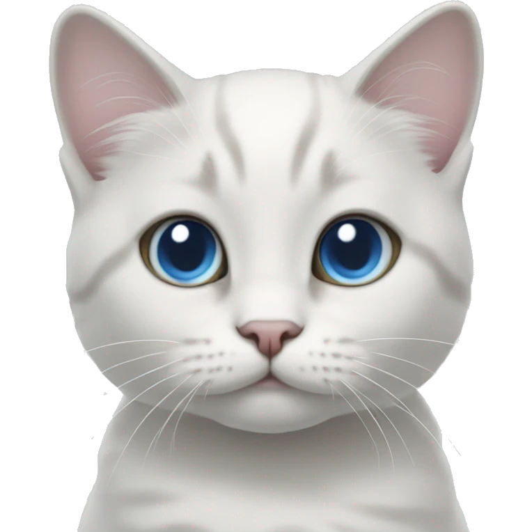 White and Light gray munchkin cat blue with eyes standing emoji