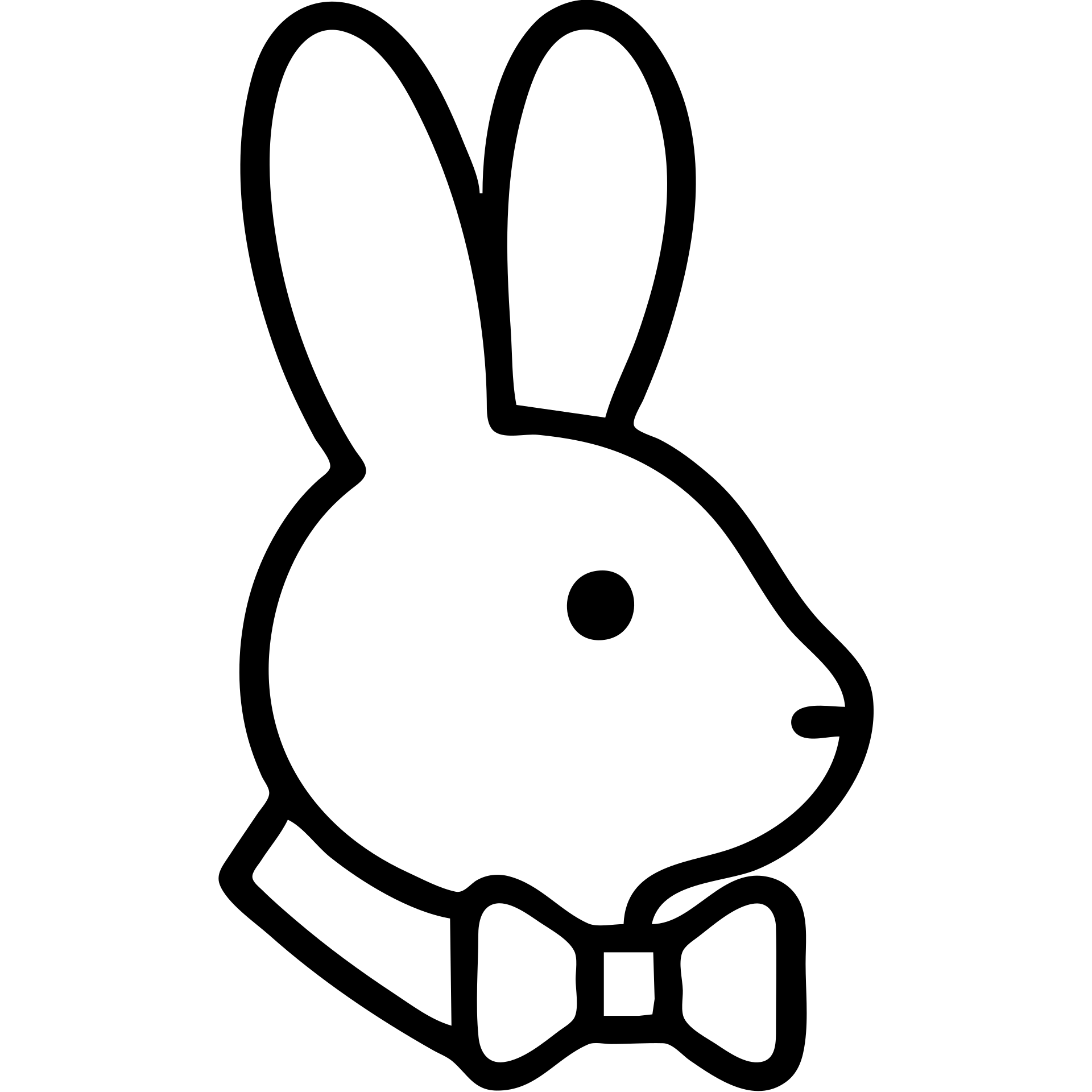 outlined icon of a bunny with a bow tie, minimal and clean emoji