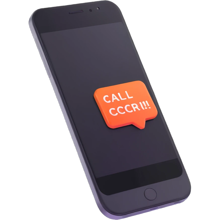 smartphone with call and text notifications emoji