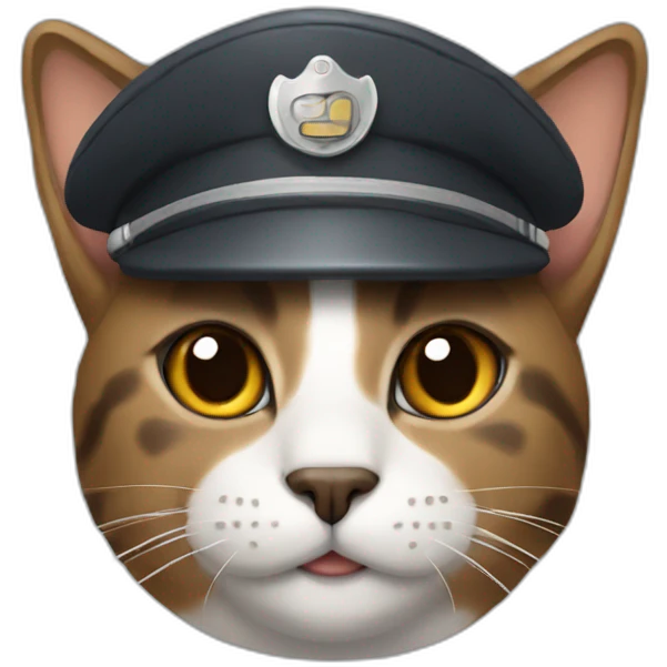 cat with brown-ish and gray fur wearing a pilot hat emoji