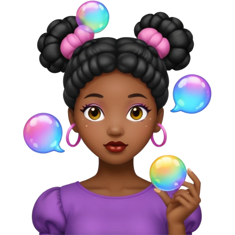Black woman with bubble Space buns emoji