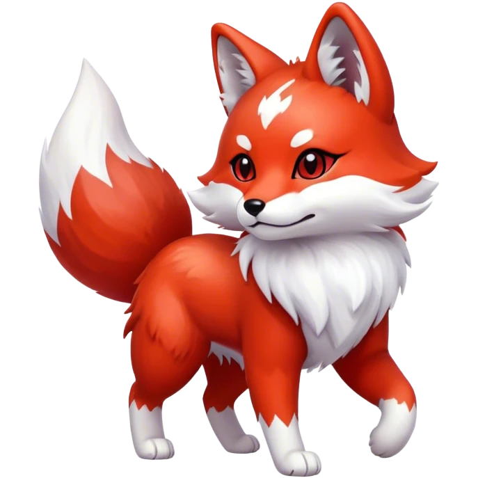 Kitsune walking, red and white emoji