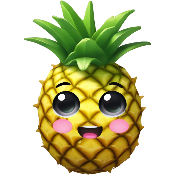 3D one pineapple  👱‍♀️🍍 with big shiny eyes 👀 The pineapple cute embarrassed ☺️ emoji