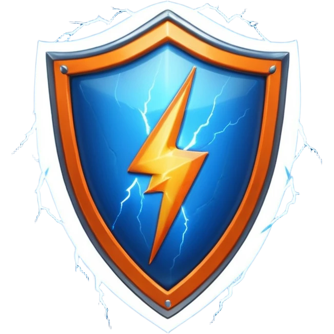 Orange shield with lightning emoji