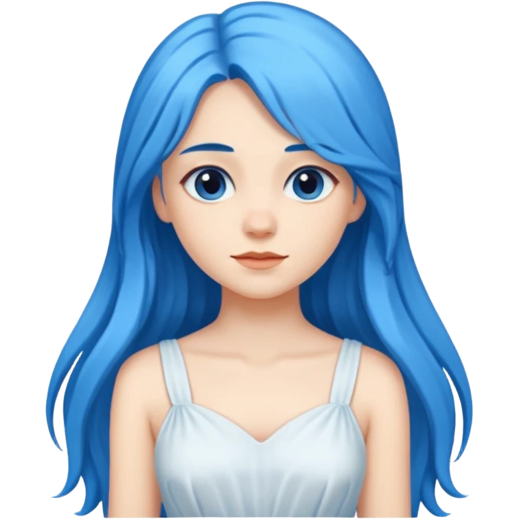 Kék, hosszú haj, fehér nő emoji