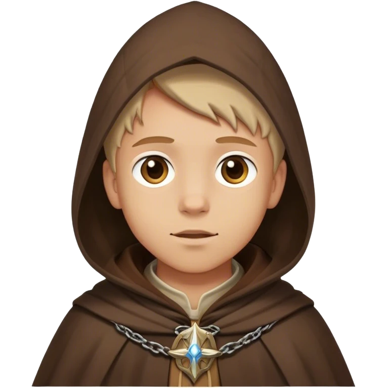 boy with brown cloak of medieval pilgrim on the way emoji