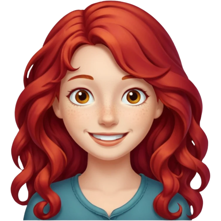Girl with Red Hair – long wavy crimson hair, smiling face.









































 emoji