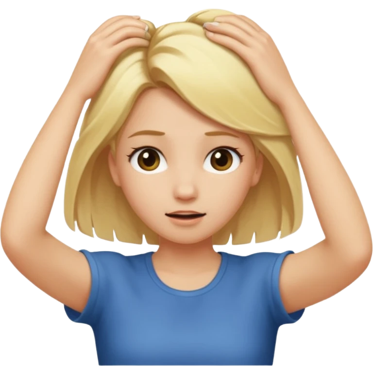 Girl pulling her hair out, blonde hair emoji