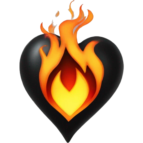 Black heart with flames emoji
